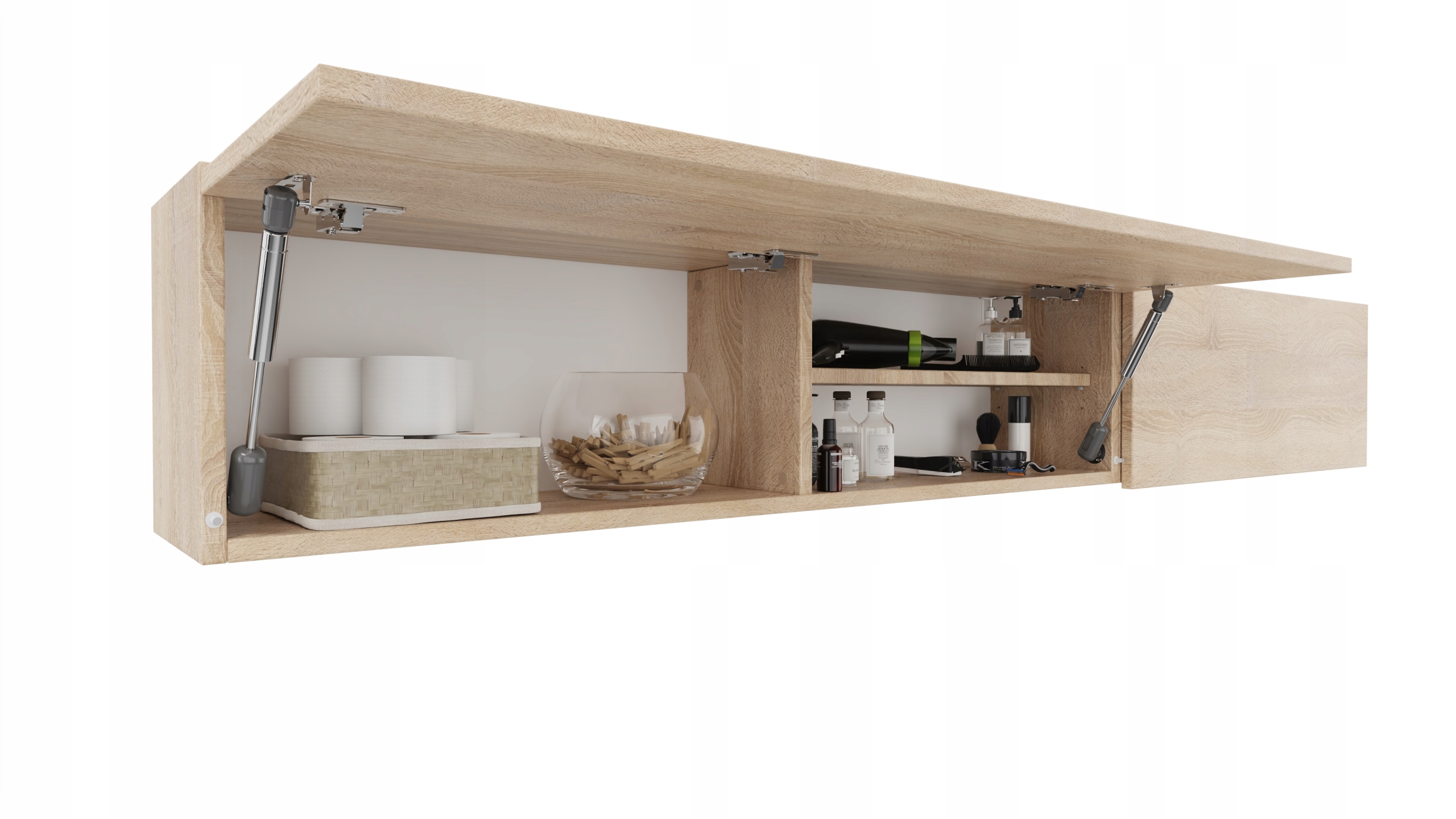 Wisząca szafka łazienkowa 2 x 120 cm zestaw dąb sonoma Wysokość mebla 30 cm