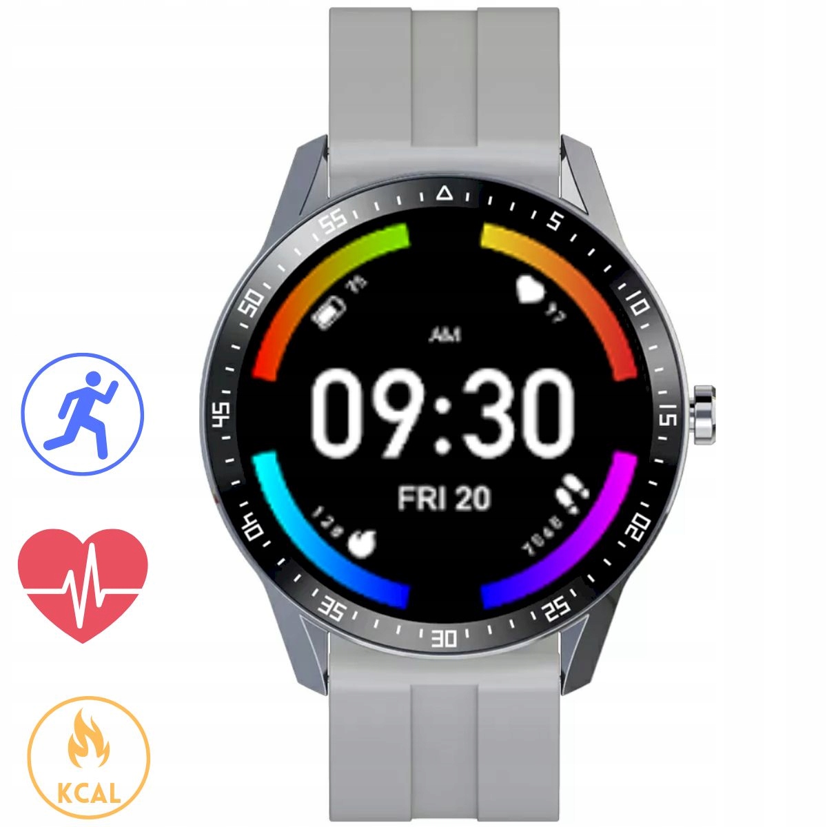Szary sportowy smartwatch Tętno Kroki G.Rossi