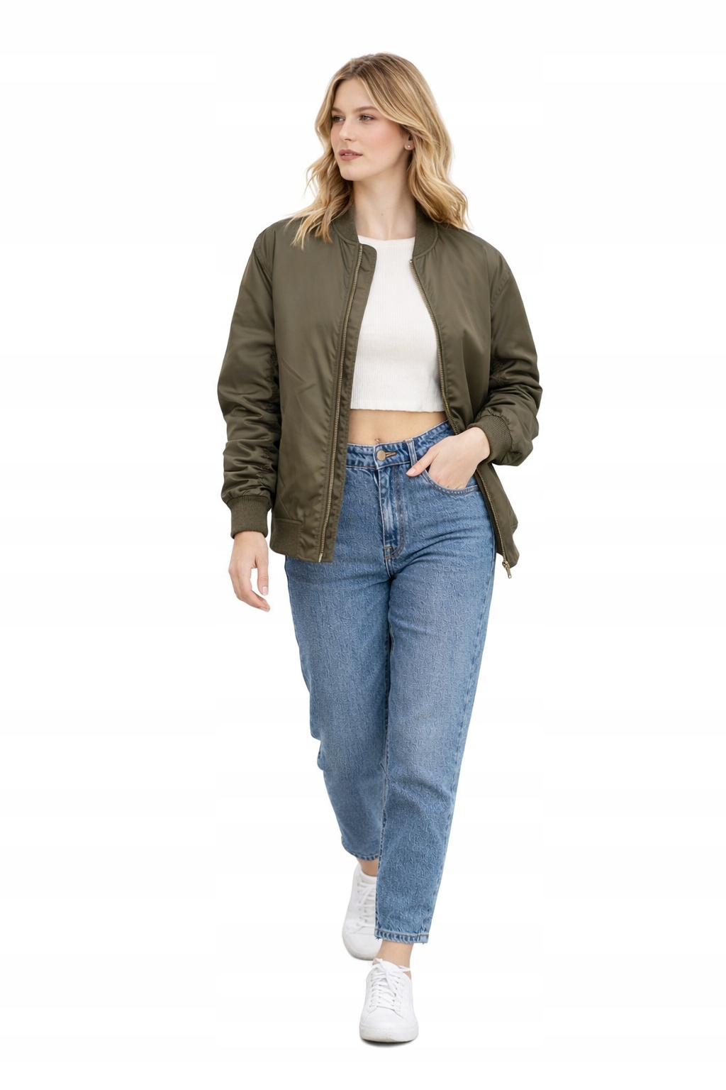 Guess Khaki Bomberová Bunda S Výšivkou Na Zádech L I3C