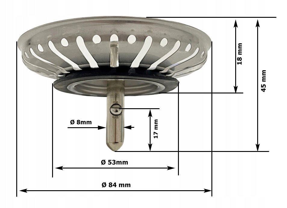 Korek syfonu zlewozmywakowego niski do spustów 115 Marka Tycner