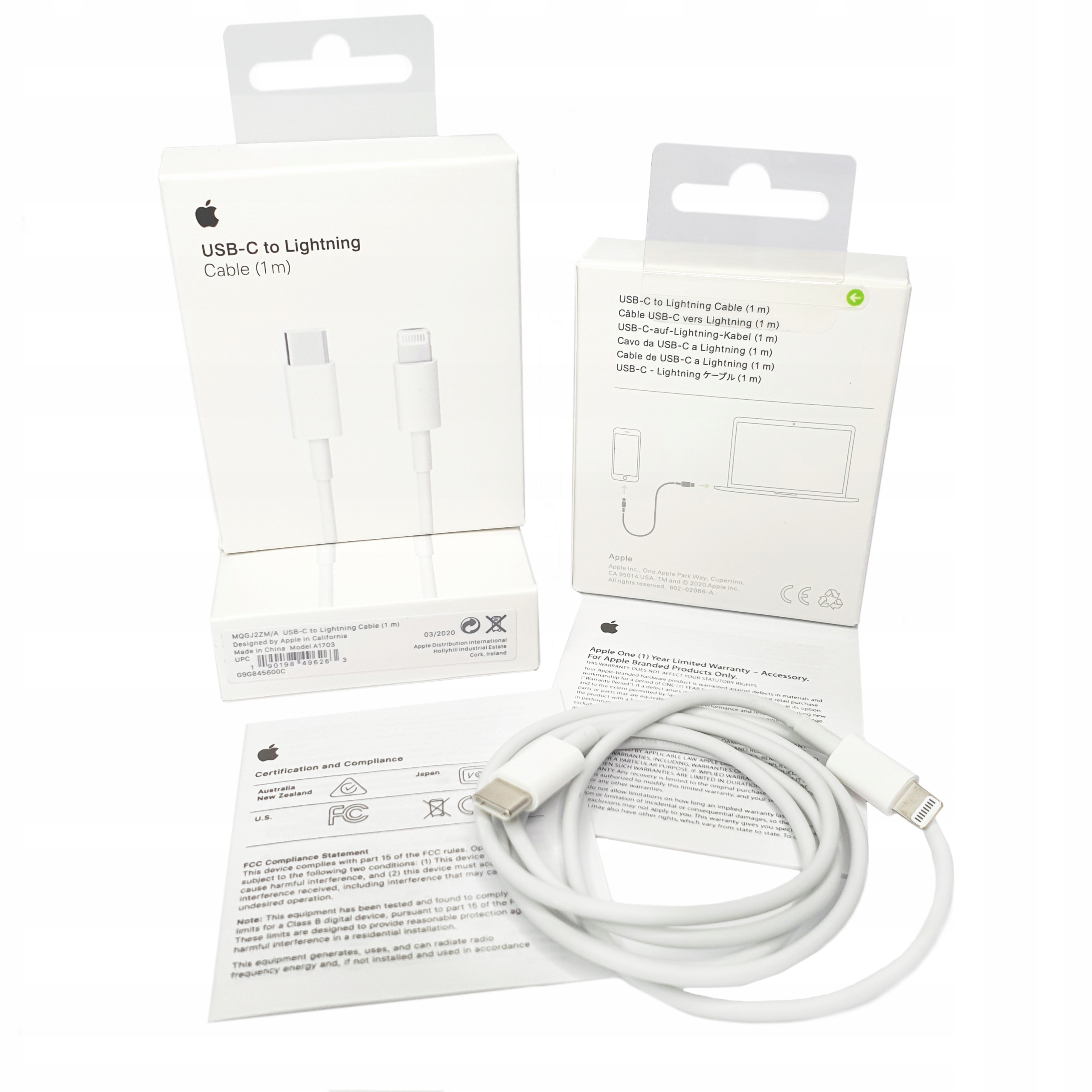 ORYGINALNA ŁADOWARKA APPLE IPHONE KOSTKA 20W + KABEL USB-C 1M Prąd wyjściowy 3000 mA