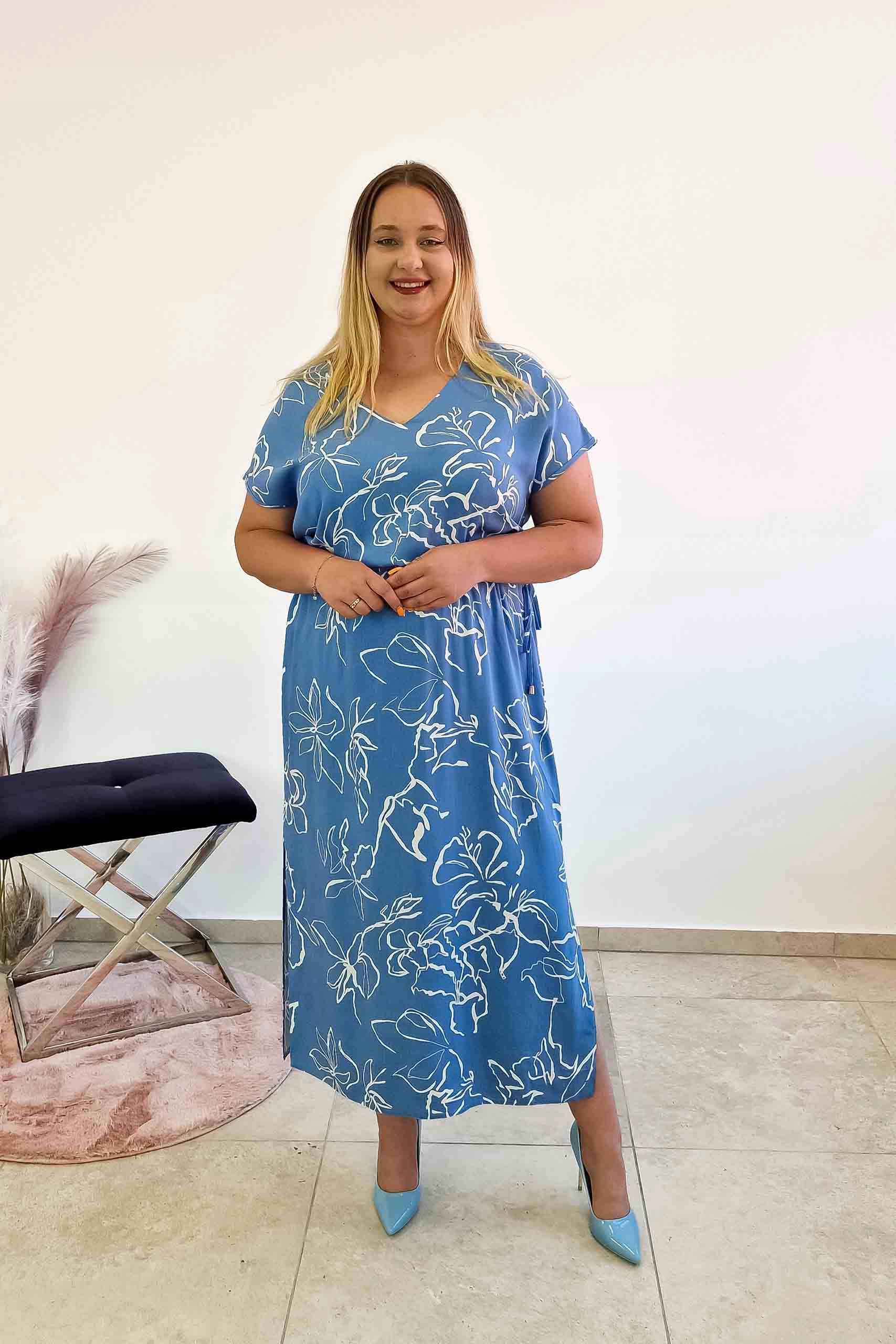 Elegantní Šaty Maxi s květinami a zavazováním a rozparkem po stranách