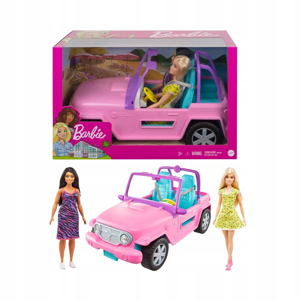 Barbie Jeep AUTO terenowe + 2 LALKI Barbie duży Zestaw Mattel GVK02