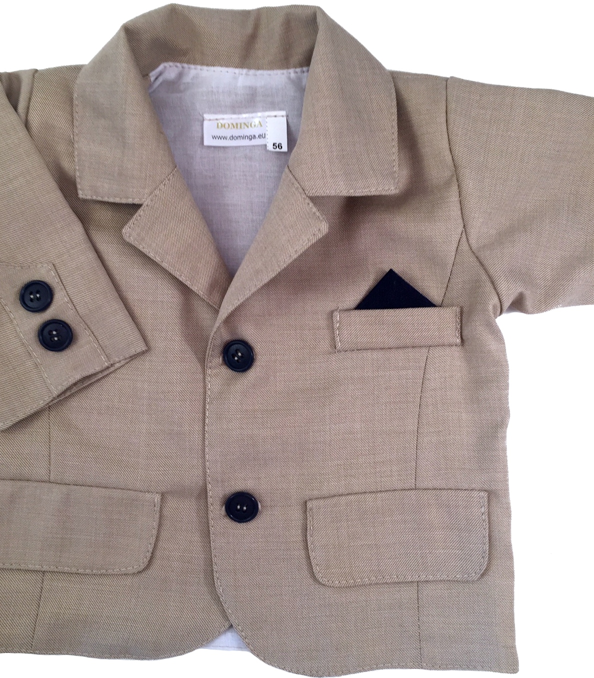 MARYNARKA wizytowa beżowa granatowe dodatki 86 cm +12m Marka Dominga