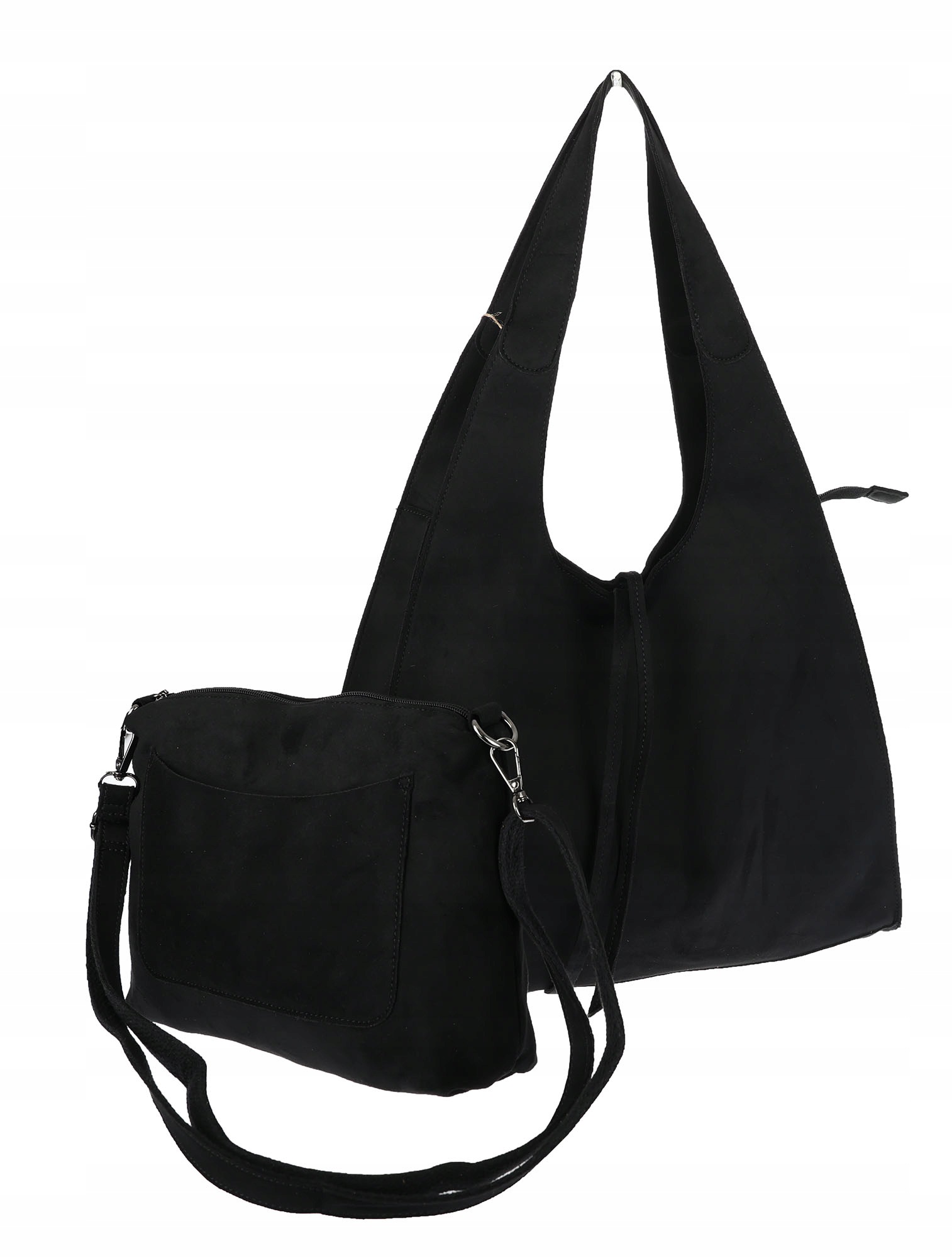 Dámská kabelka shopper semišová módní do práce taška L140 Černá
