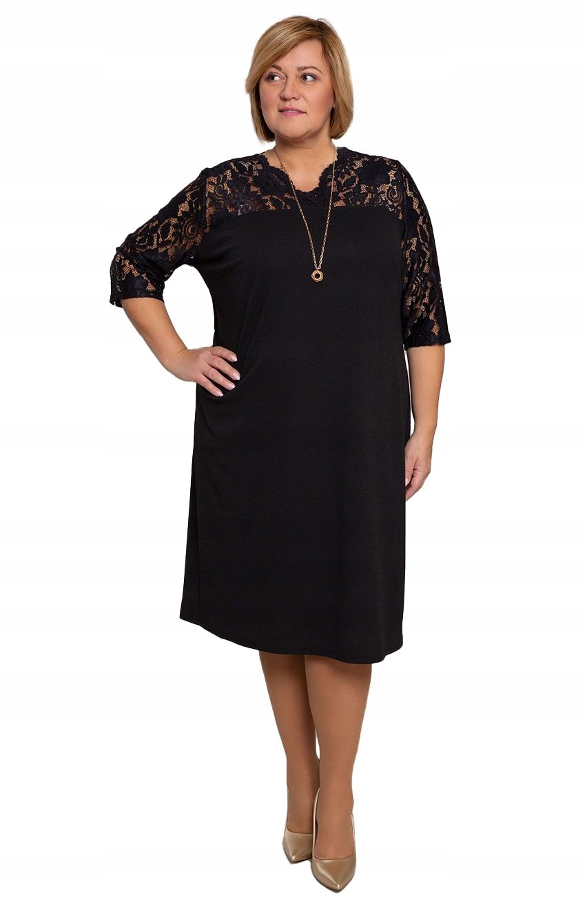 Černá šaty s krajkovým výstřihem 64
