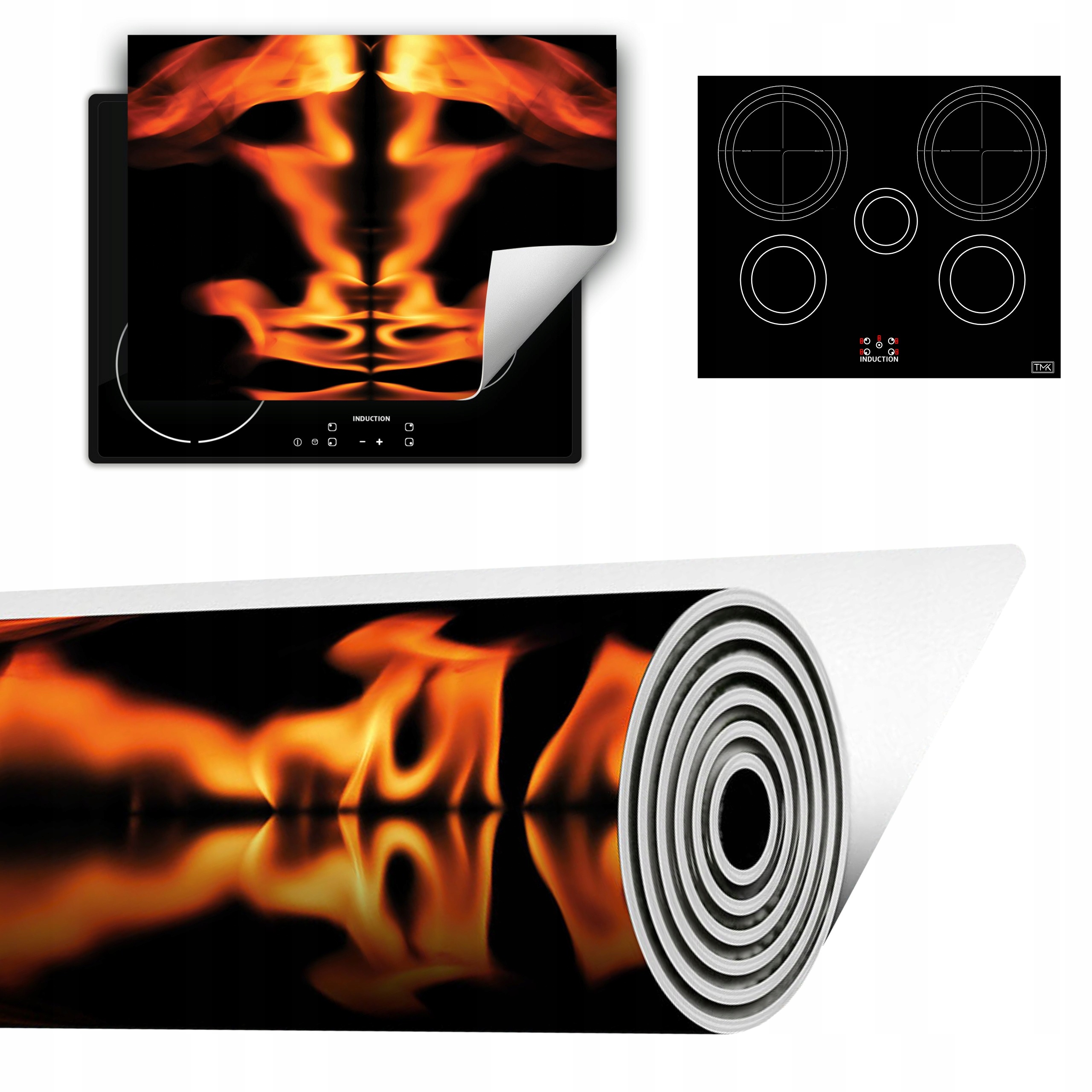 Vinylová Podložka Do Kuchyně Více Místa 70x52 černá oheň