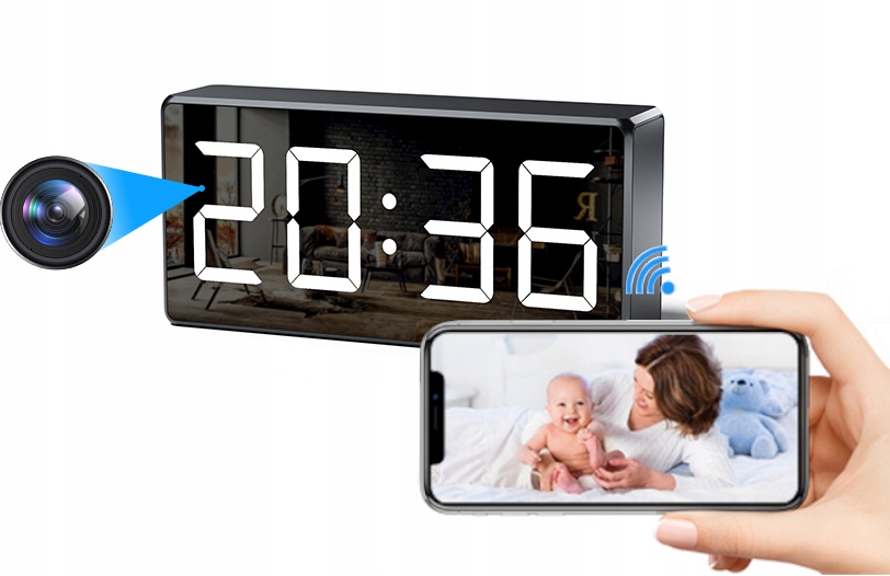 Špionážní kamera hodiny budík Wifi Ip skrytá kamera 2,4 a 5 GHz