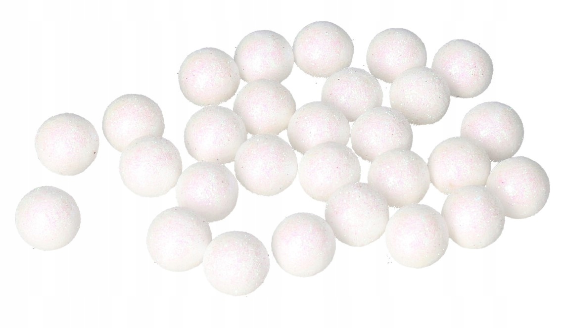 KULKI STYROPIANOWE Z BROKATEM 1,5 CM 50SZT BIAŁE