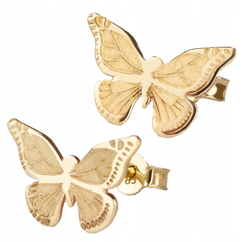 Zlaté Náušnice S Motýlky Ze Zlata Ryzosti 585 Na Tyčinku S Motýly Pro Dívku