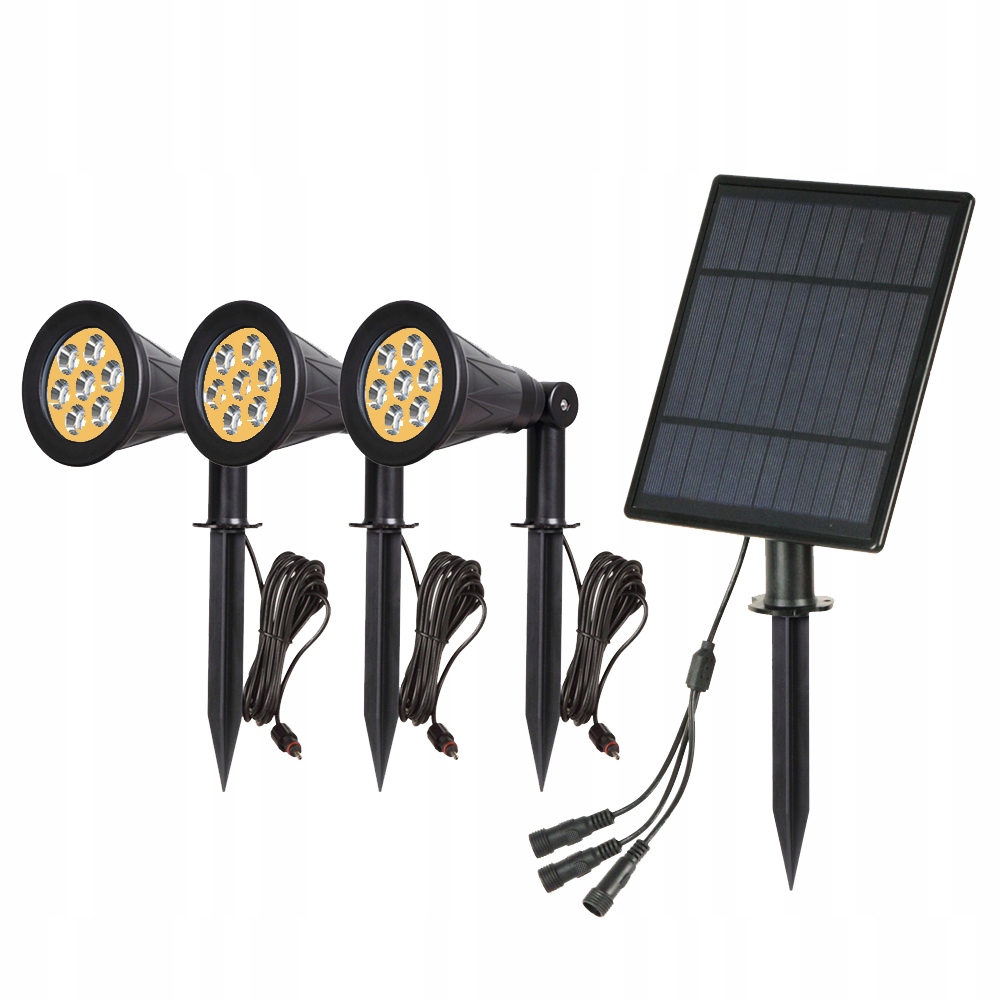 Solární lampa Led 3x7W 3000K teplá s solárním panelem