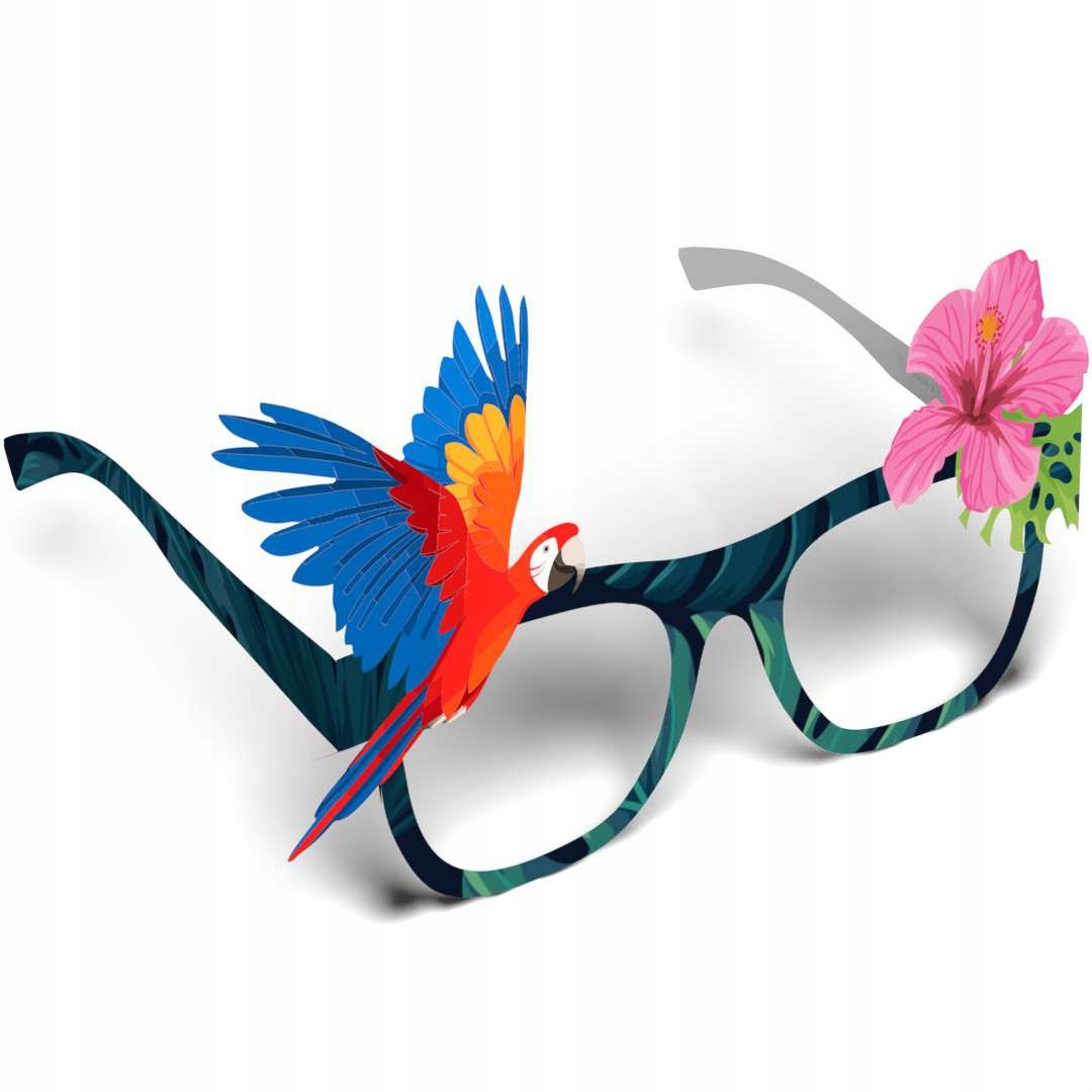 OKULARY papierowe HAWAJSKIE PAPUGA aloha foto x6