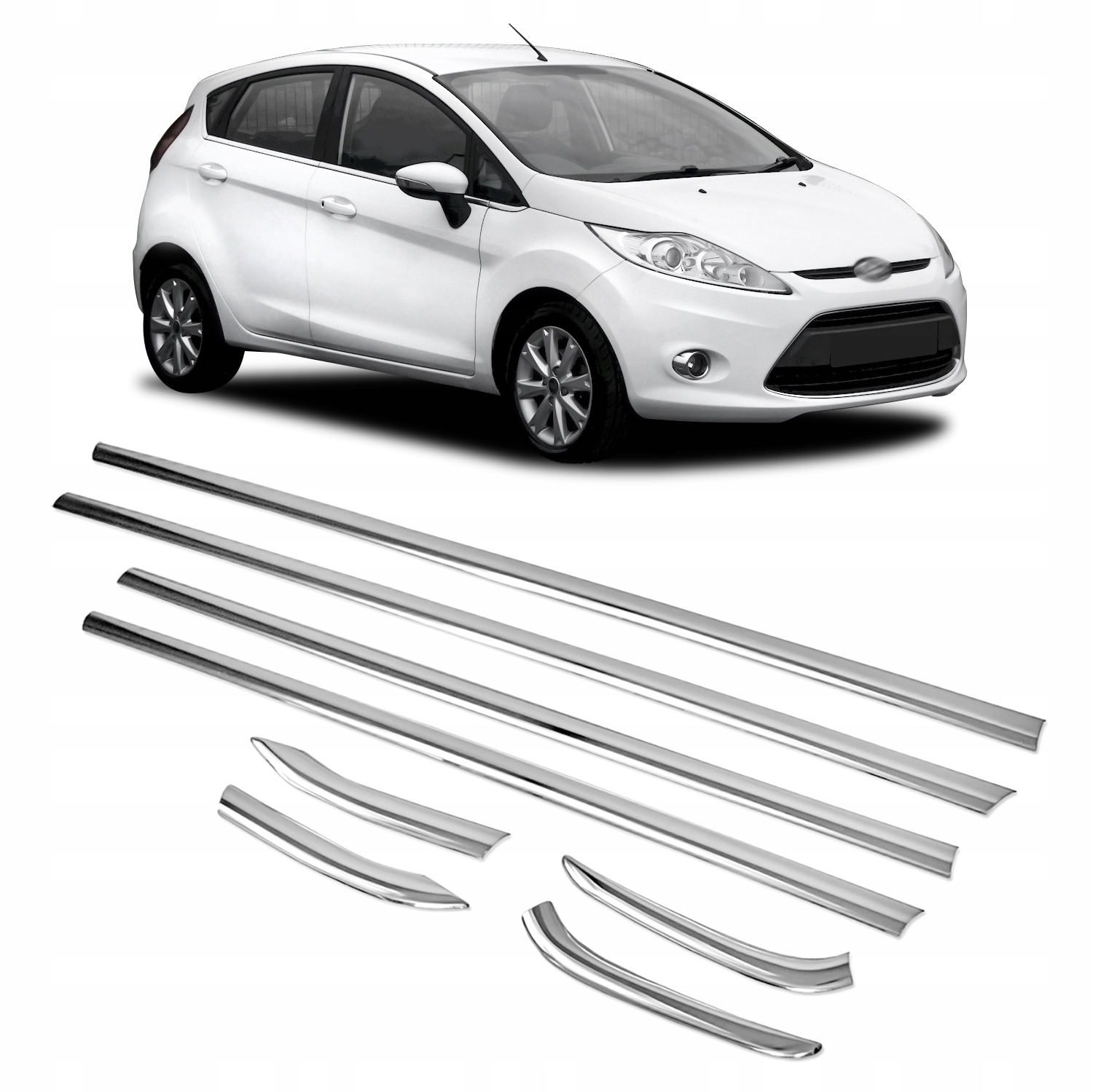 Okenné lišty pod bočné sklá pre Ford Fiesta 7 2008-2017 Hatchback