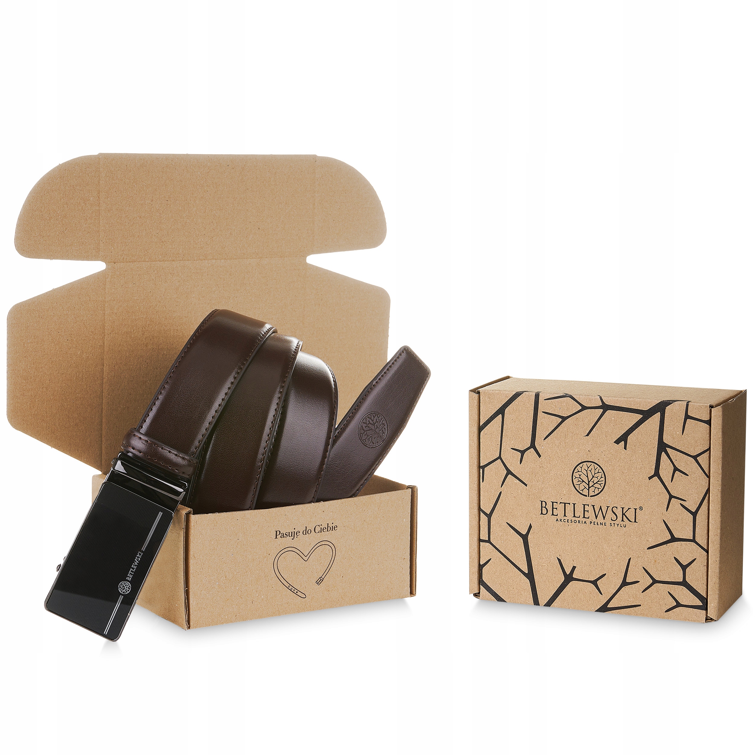 Betlewski kožený opasek pásek ke kalhotám s velkou sponou, pohodlné zapínání