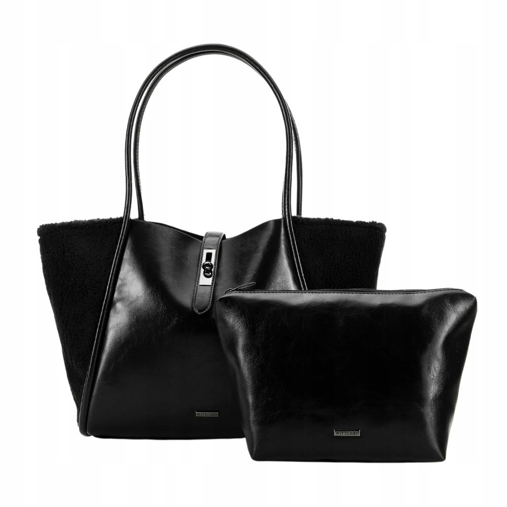 Černá dámská shopperka s kožešinovými vložkami Wittchen 99-4Y-221-1