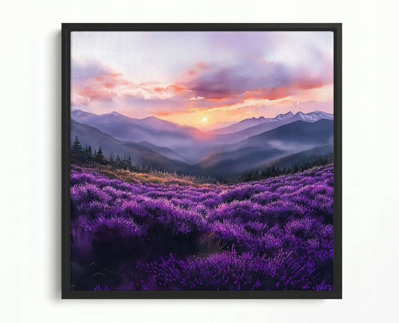 Obraz Rám Americký Box Krajina Hory Panorama Květiny Vřesoviště 60x60