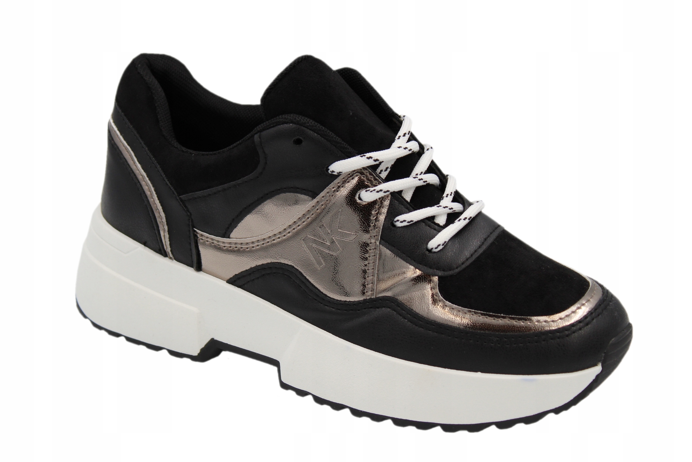 

Sneakersy na koturnie czarne solidne + Gratis 37