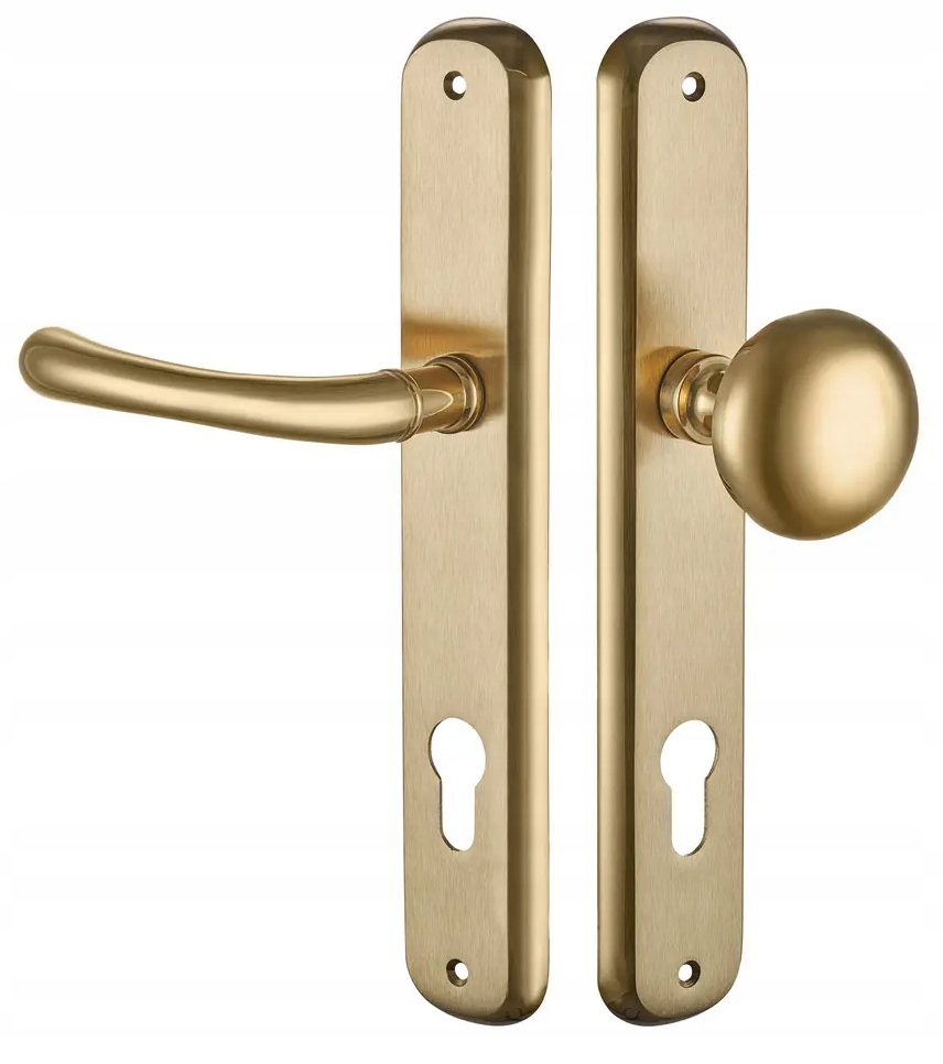 Talianska pevná gombíková kľučka Gaja mosadz, zlatý lesk 72 mm, ľavá vložka