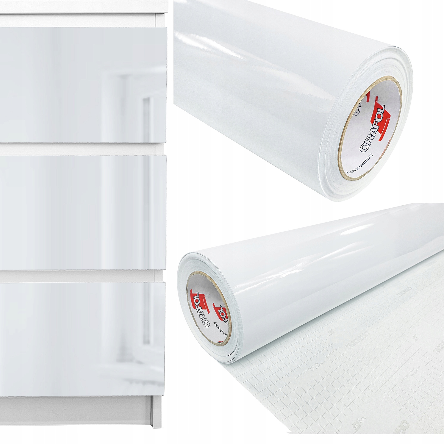 

Okleina Meblowa Biała Połysk 100cm x 50cm Pcv