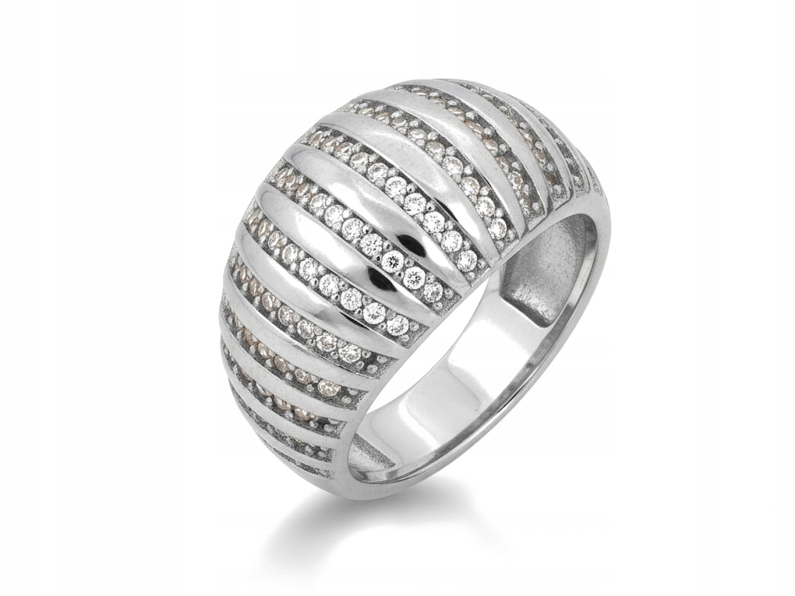 Dámský stříbrný prstýnek 925 široký s zirkony k Dni matek r16