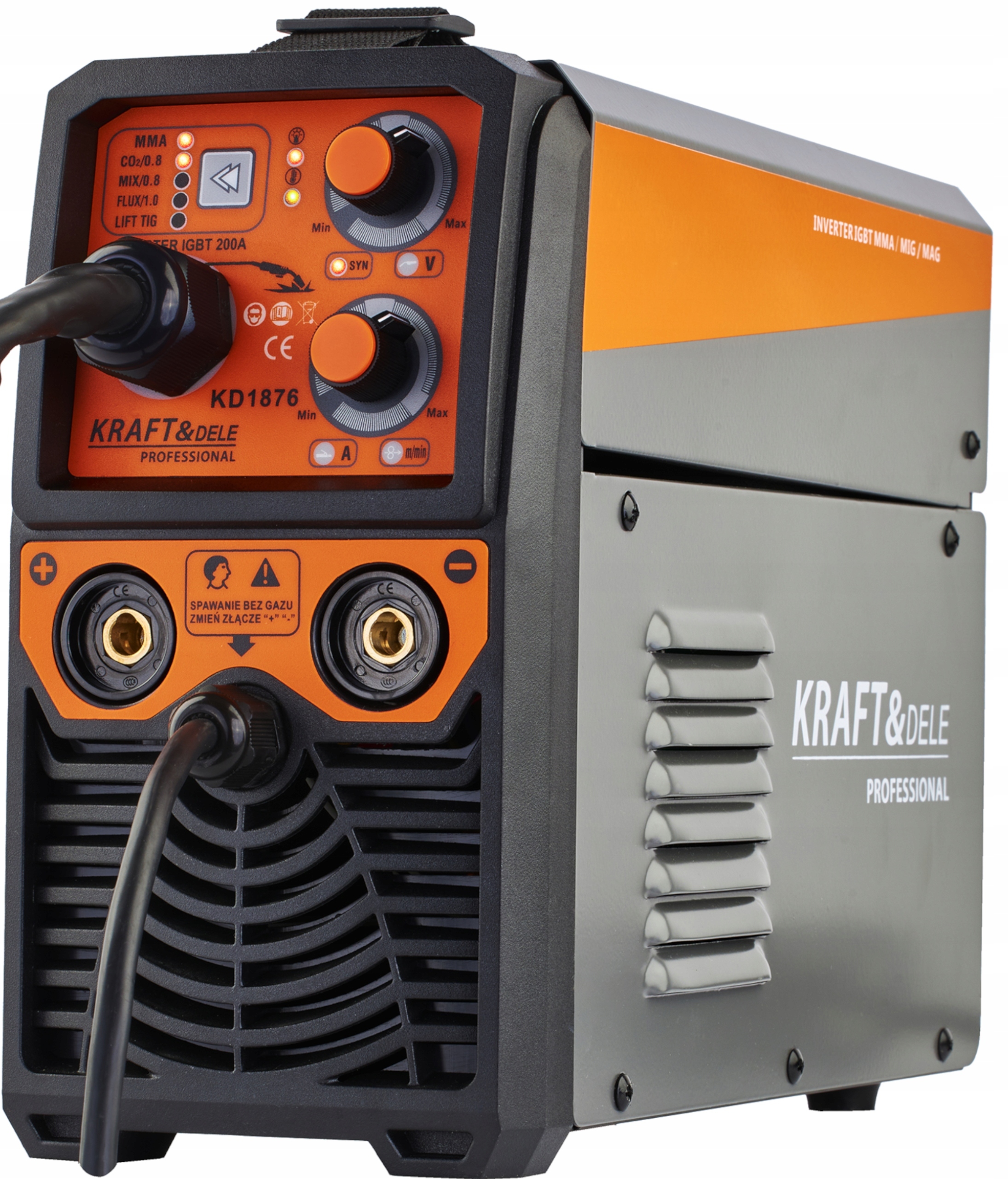 SPAWARKA MIGOMAT BEZGAZOWY FLUX MIG TIG MMA 200A DRUT 0,8MM 4W1 PRZYŁBICA * Waga urządzenia 7.6 kg