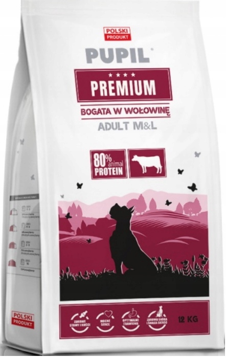 Levně Pupil Premium Krmivo bohaté na hovězí maso 12 kg pro střední a velká plemena