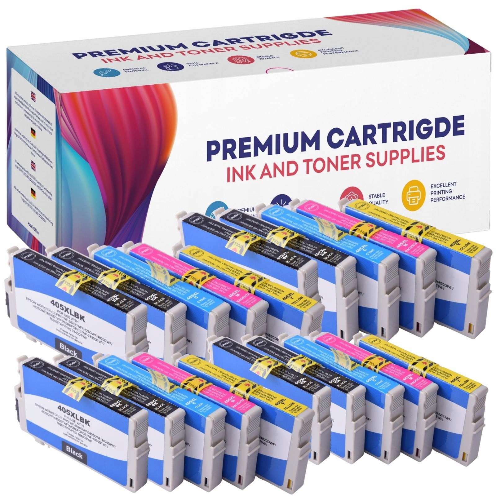 20 x Inkousty pro Epson E405XL Cmykk x4 Gp WF-3620DWF WF-7620DTWF WF-7710DWF