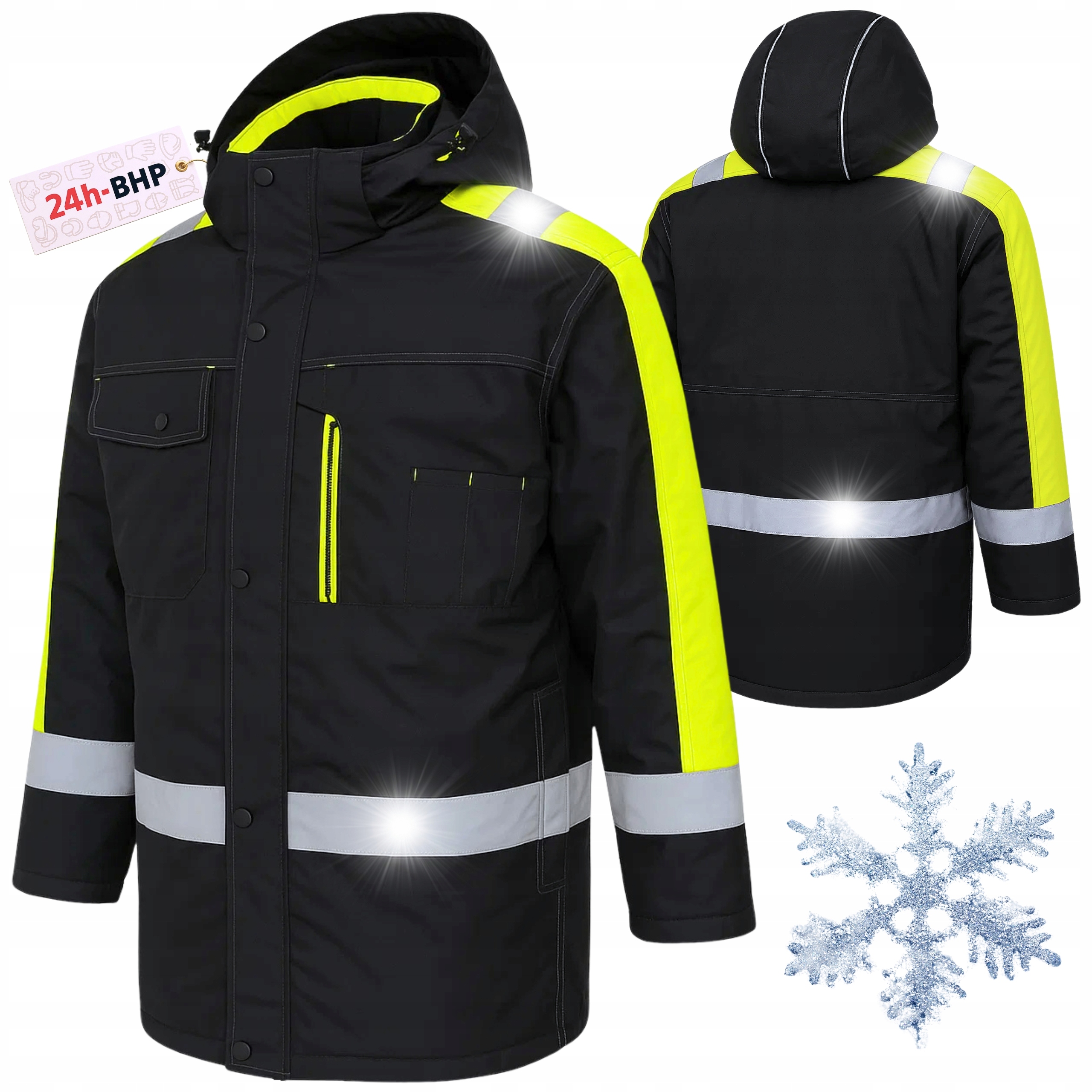 Zateplená Pracovní bunda Pánská Zimní teplá mikina mikina Bozp Ochranná Odrazová