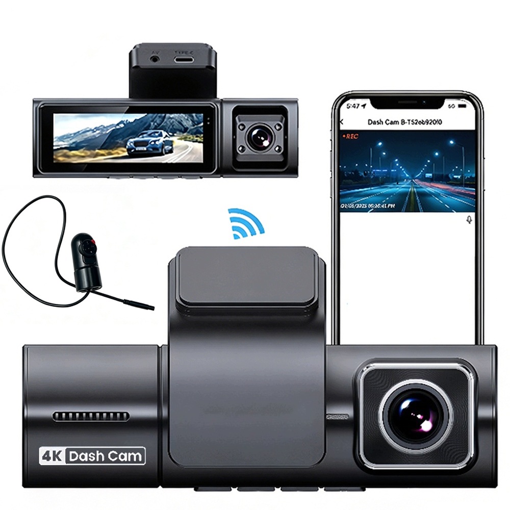 Kamera Automobilová Videorekordér 4K Uhd 3KAMERY Gps Wi-fi Couvací Kamera