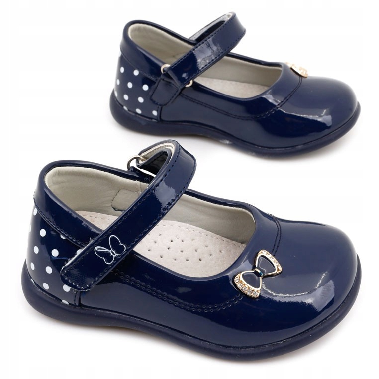 

Balerinki Dziewczęce Buty Dziecięce Granat Rzepy