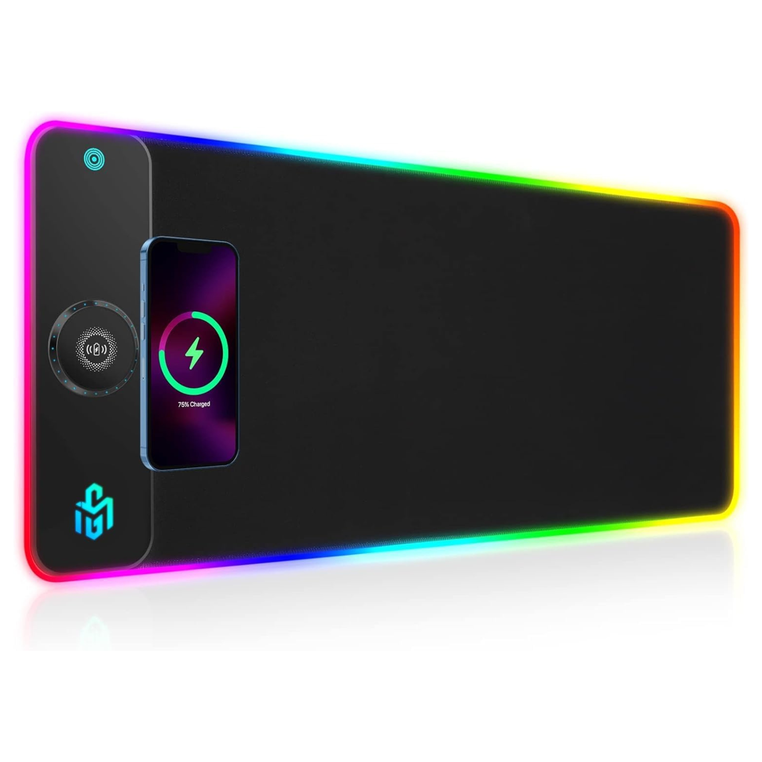 Podkładka Gamingowa Rgb 80×30 cm z Ładowaniem Bezprzewodowym Qi 15W Czarna