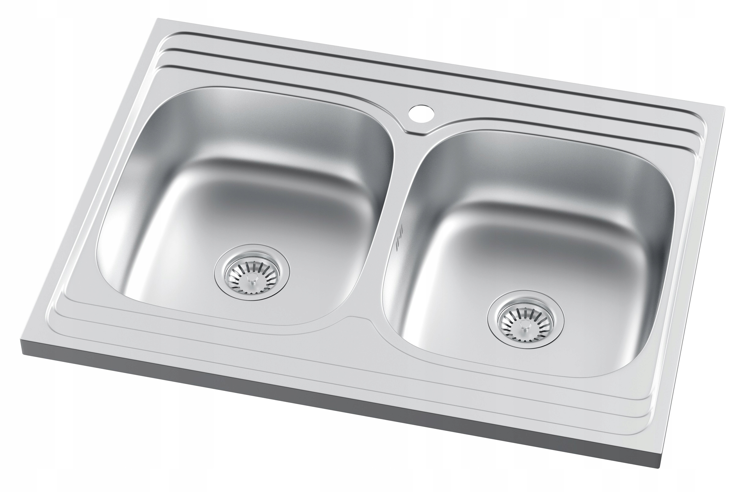 Dvojkomorový Nerezový Drez Satén Chrom 80x60 Na Dosku So Sifónom