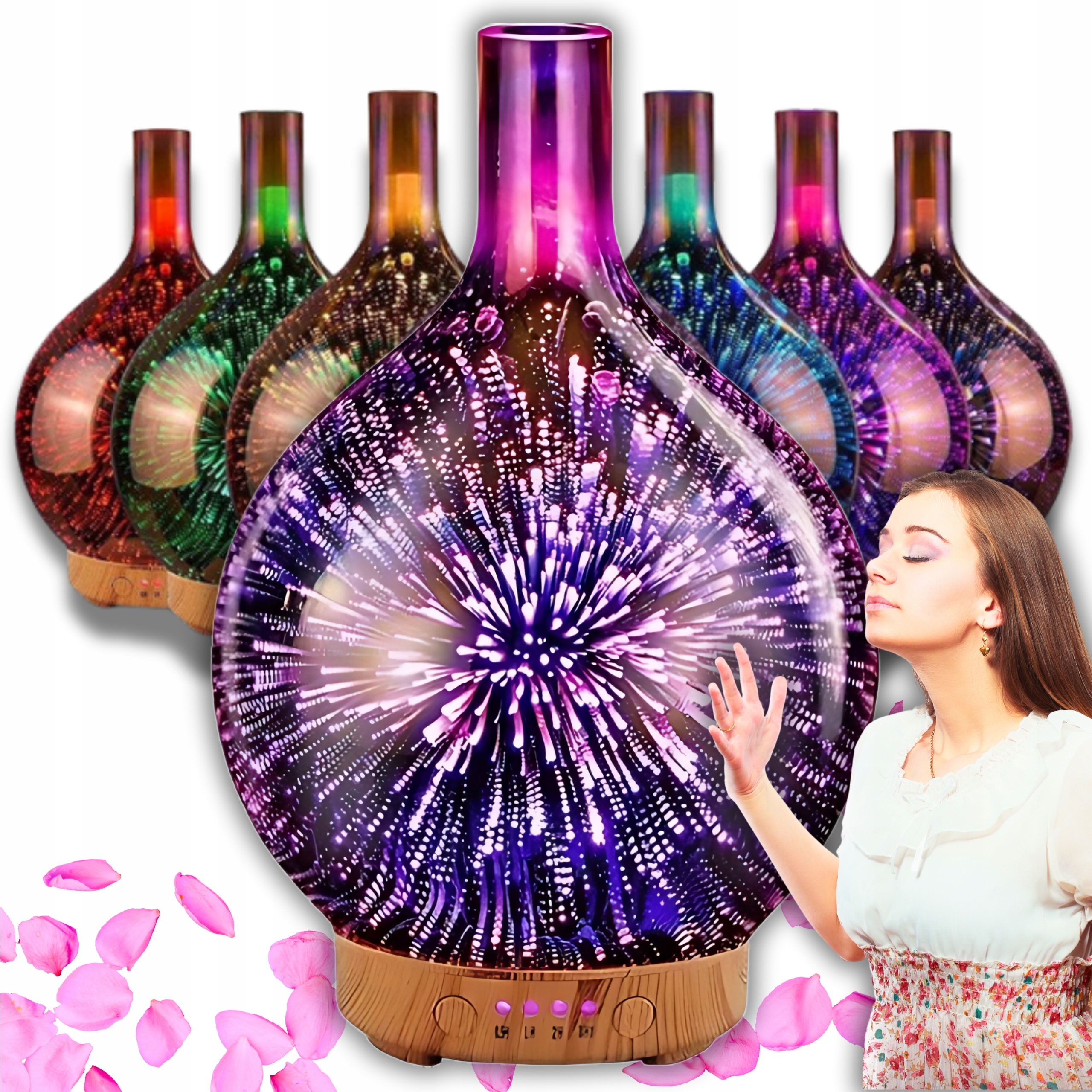 Nawilżacz Powietrza Lampka Nocna Dyfuzor Rgb Zapachowy Aromaterapia Efekt
