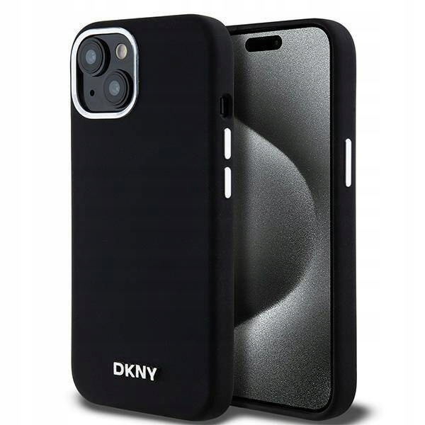 Pouzdro pro iPhone 14 15 13 Dkny Liquid Silicone Small Metal Logo černé