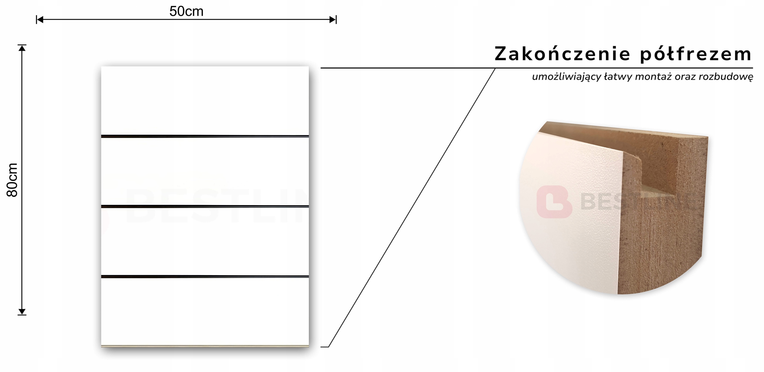 PANEL Slatwall Spacewall Best-Line 50x80cm 3 FREZY BIAŁY Stan opakowania oryginalne