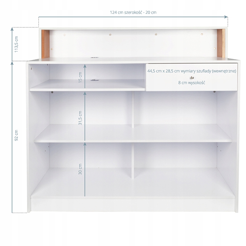 Gabbiano recepcja Pearl biała Szerokość mebla 124 cm