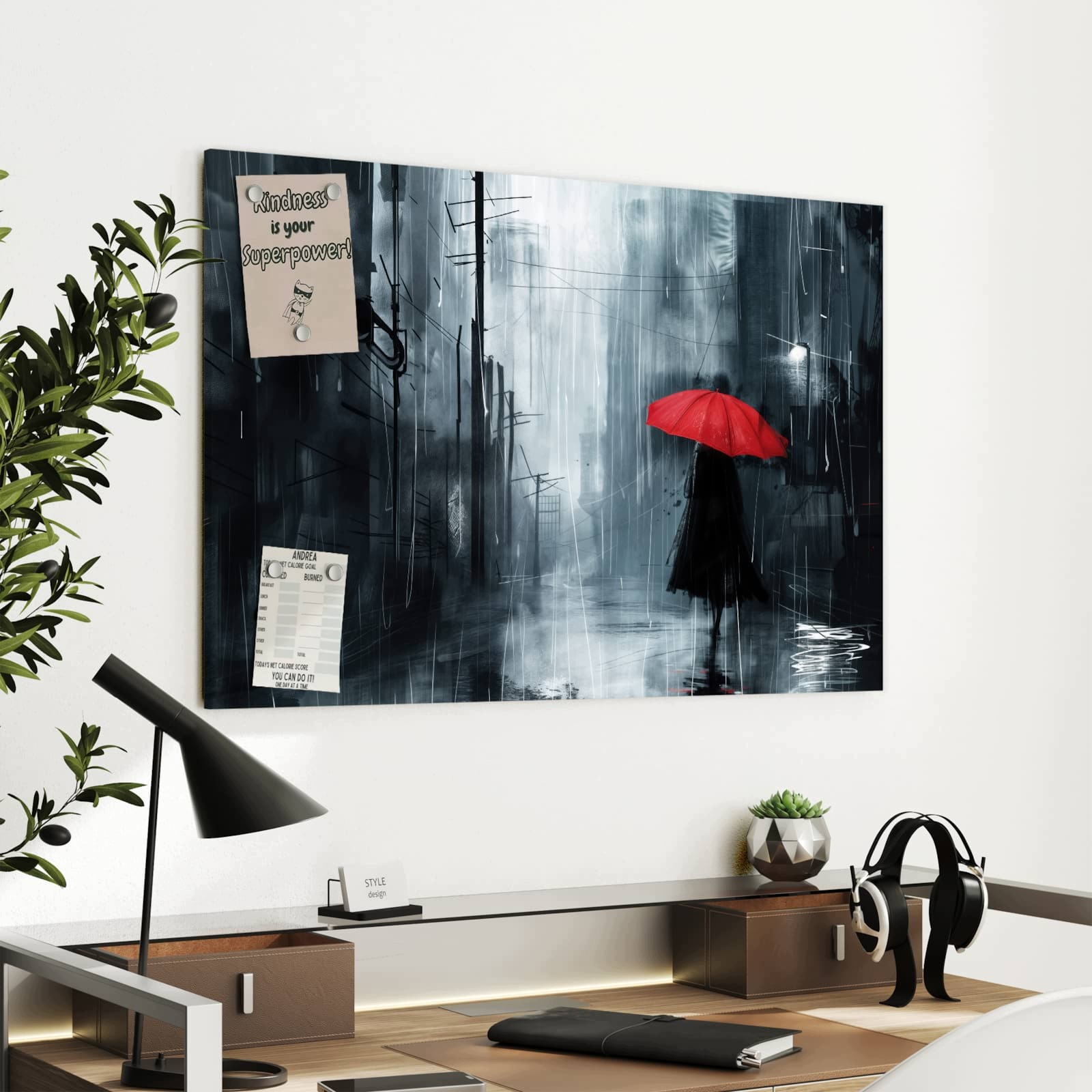 Magnetická tabule Slunečník Déšť 90 × 60 cm