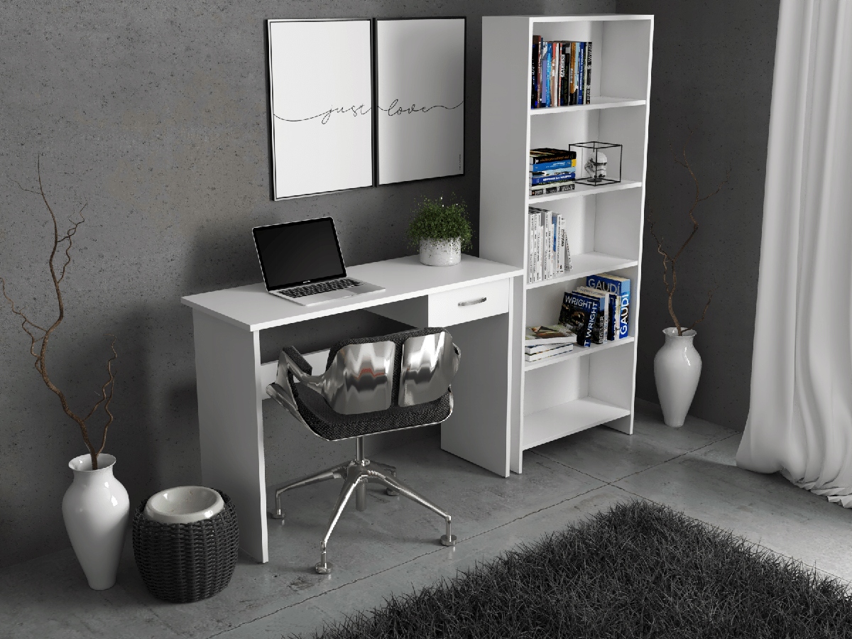 Regał Na Książki Biały 5 Półek 60 CM Segregatory Zabawki Półka Salon Biuro Kolekcja HIT