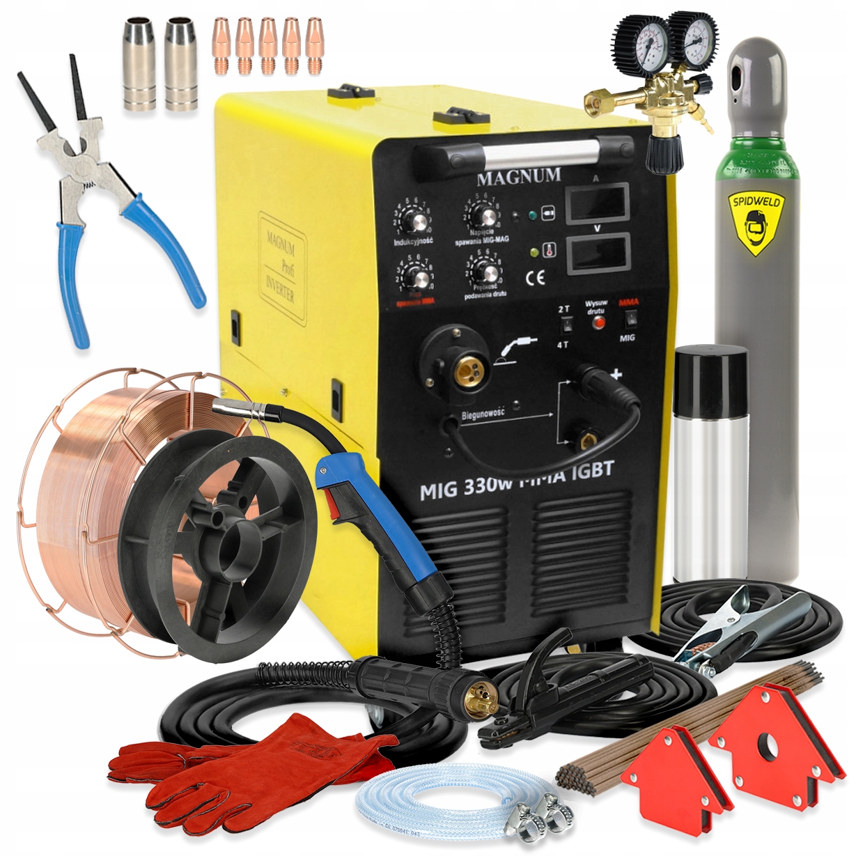 Migomat Spawarka Inwertorowa Magnum Mig Mag Mma 400V Igbt Zestaw butla