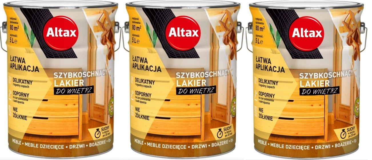 Altax Lakier Do Wnętrz Szybkoschnący Do Mebli Boazerii Bezbarwny Półmat 15L