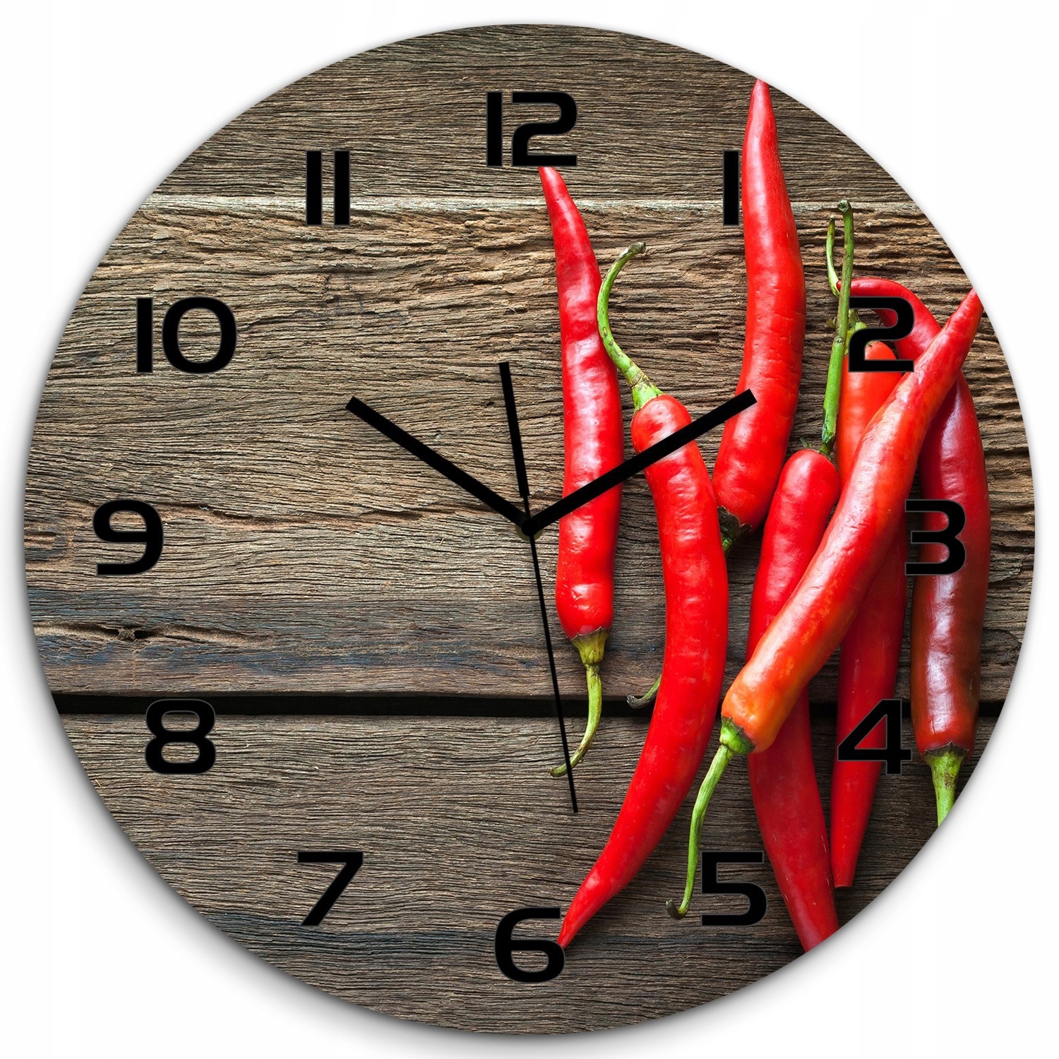 

Duży szklany zegar ścienny Papryczki chilli fi 60