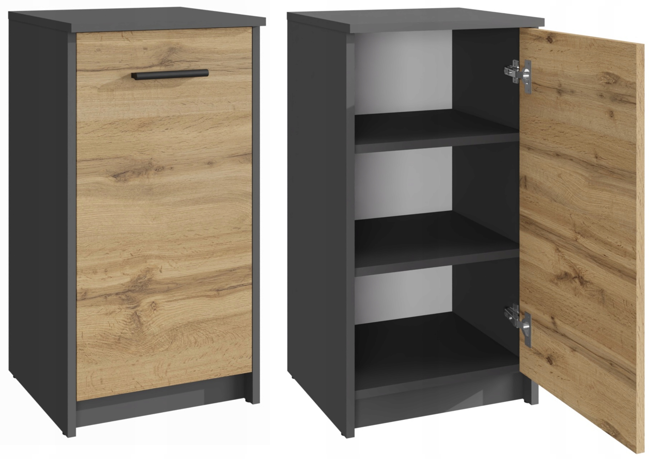 Komoda skrinka Bodo 1D Antracit-wotan 40 cm regál 1 dvere 2 police na oblečenie