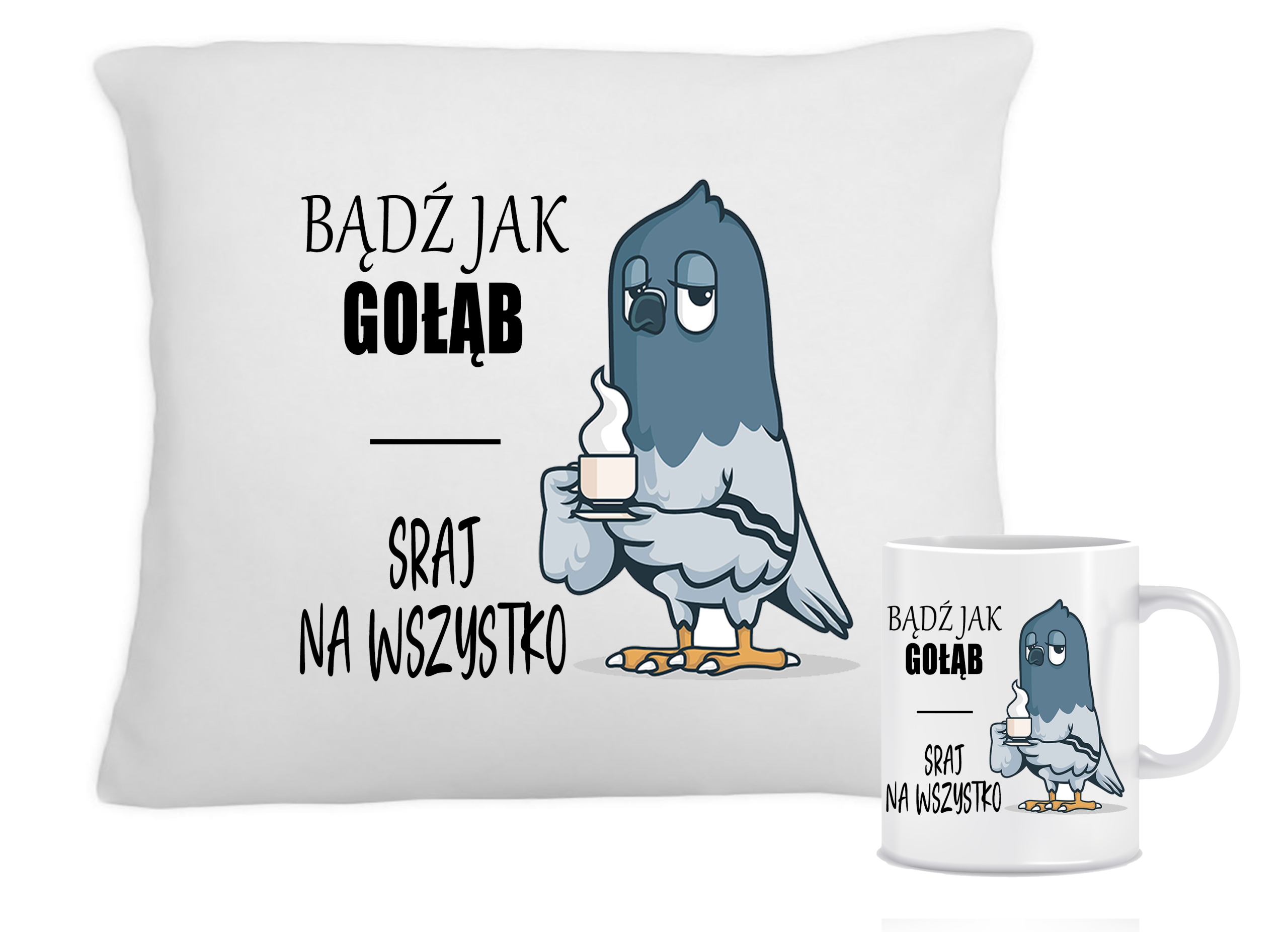 

Zestaw Poduszka Kubek Jak Gołąb Śmieszny