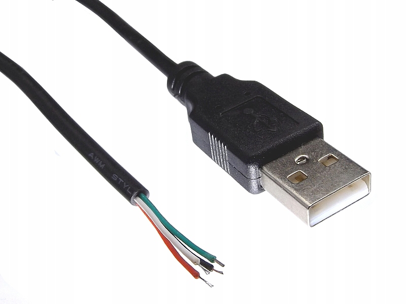 

Wtyk Usb A z kablem przewodem 25cm