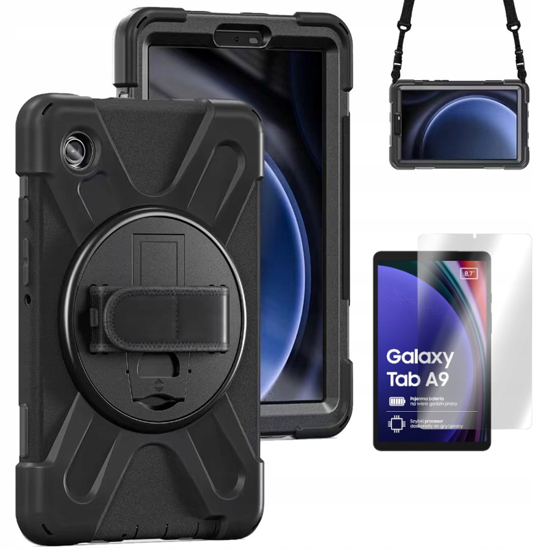 Etui do Samsung Galaxy Tab A9 Lte X115 WiFi X110 8.7 Solid 360 czar I Szkło