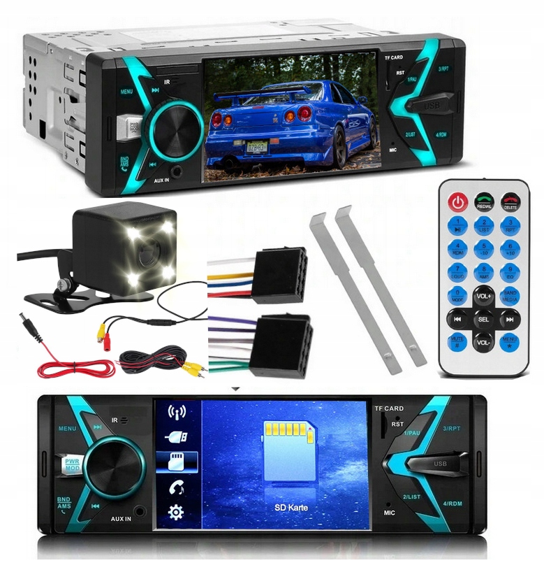 

Radio Samochodowe 1DIN Bt Ekran 4,1 Kamera Cofania