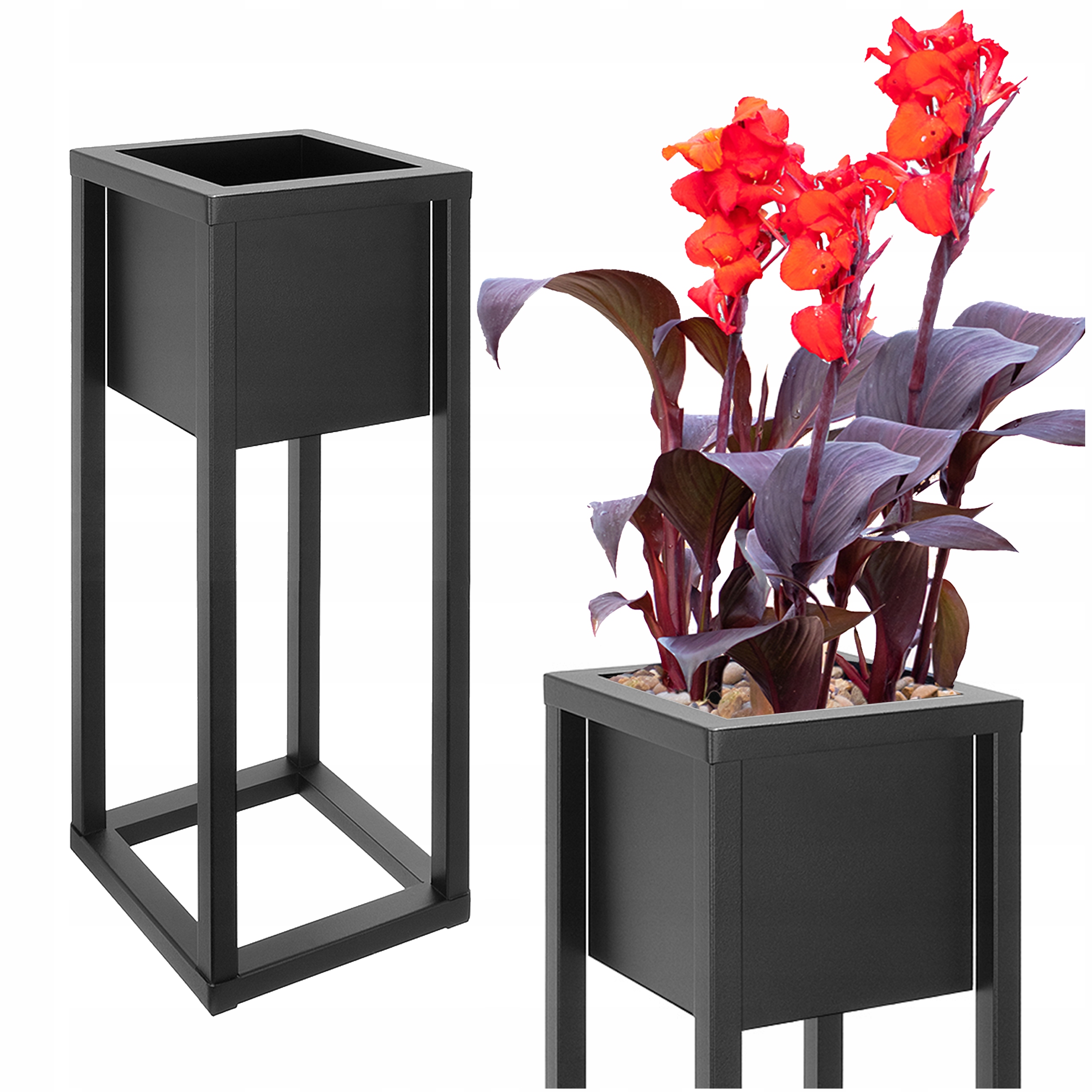 KWIETNIK STOJAK METALOWY DONICA NA KWIATY 70CM - DO OGRODU I DOMU