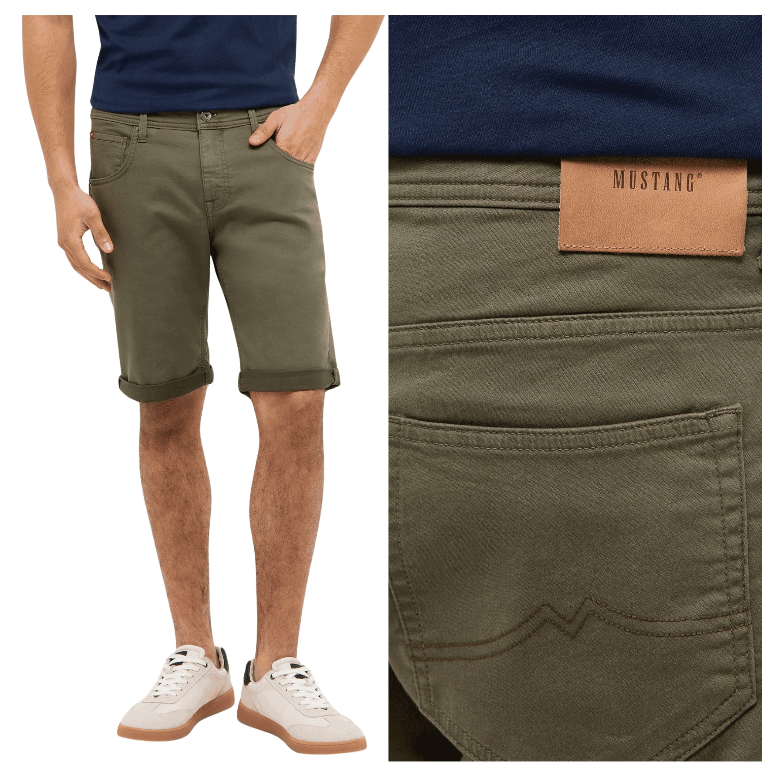 Pánské šortky Mustang Chicago Shorts Zelené Bavlněné Klasické W34