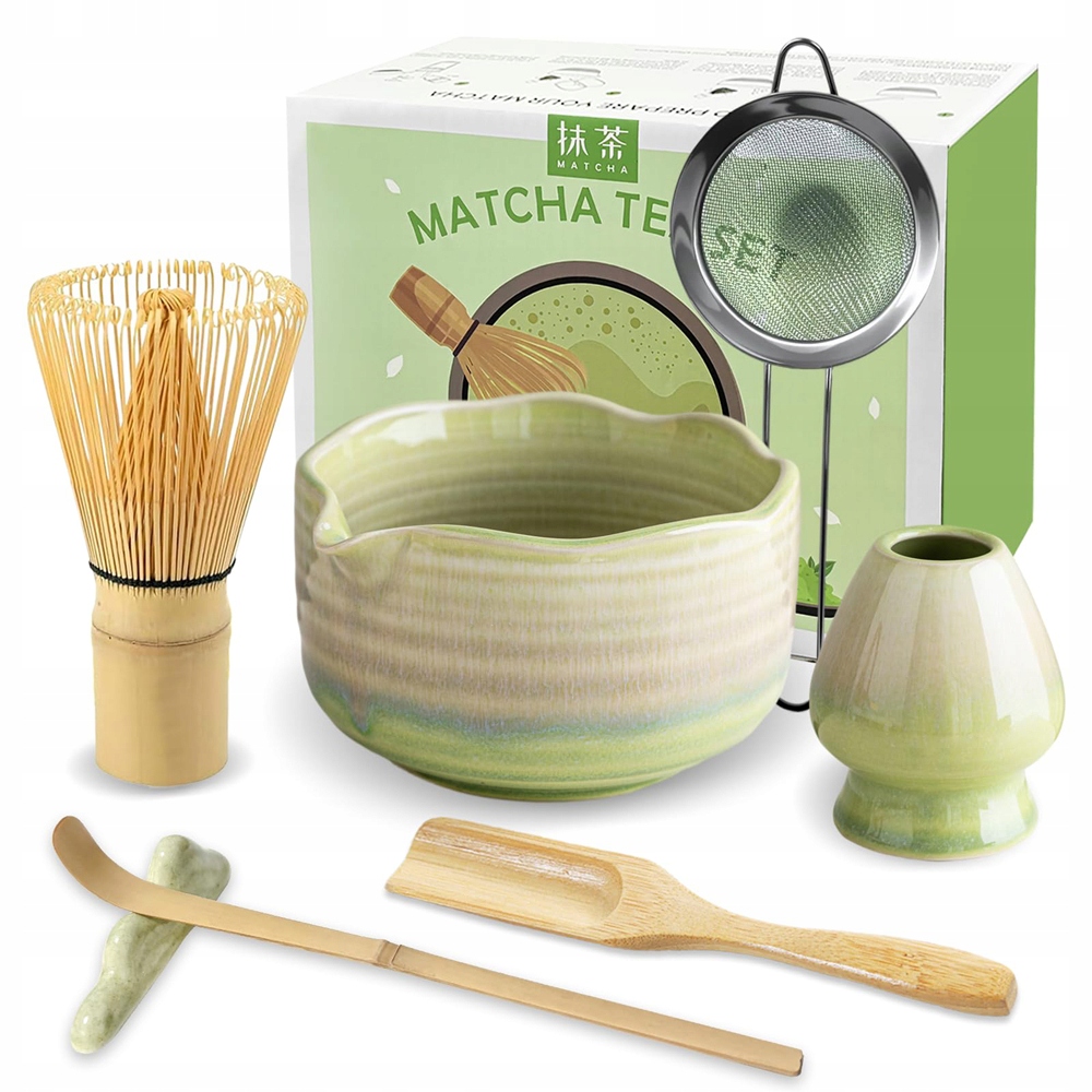 Bambusowy Zestaw Do Robienia Matchy Trzepaczka Łyżka Chasen, Miotełka 7SZT