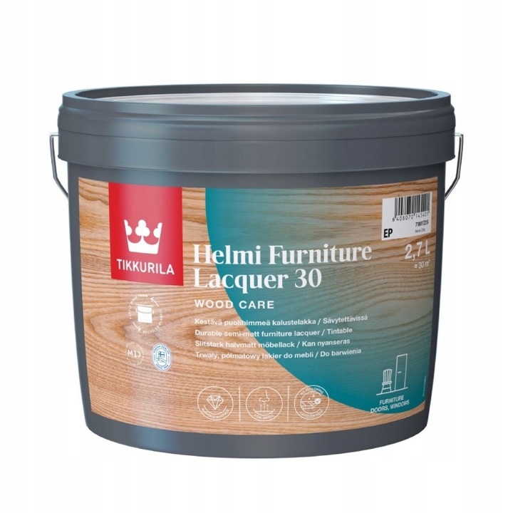 Tikkurila Helmi Furniture Lacquer 30 Lak na nábytok polomatný 2,7L Zmiešaný